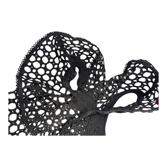 SELF PORTRAIT X REVOLVE black Lace Guipure Frill off the shoulder Jumpsuit sz 6 - Picture 8 of 11